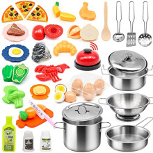 Hohosunlar Pretend Play Kitchen Accessories Set, 59Pcs Kids Cooking Set