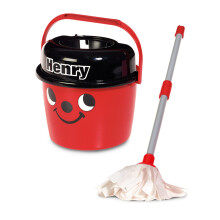 Casdon Henry Mop & Bucket | Branded Toy Cleaning Set For Children Aged 3+ | Features Henry's Cheeky Face For Lots Of Cleaning Fun! (65650), Red