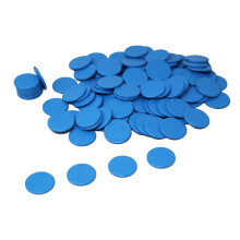 Game chips blue (100 pieces) made of RE-Plastic | Counting chips Marker Tokens ø 25 mm