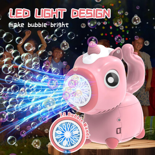 Bubble Machine, Unicorn Portable Automatic Bubble makers for Kids, Electric Bubble Wand with Light/Bubble Solution/Battery Powered for Party Wedding 1