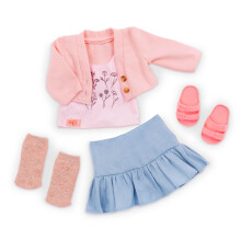 Our Generation – 18-Inch Doll Clothes – Pink Sweater & Blue Skirt Outfit – Floral – Print Top – Pretend Play 3+ Years – Country Charm