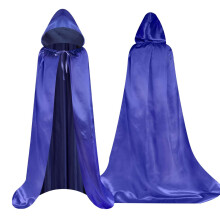 Aomig Adult Blue Hooded Cloak Long Cape, 150cm/59in, Unisex, One Size, Polyester, Halloween, Cosplay, Wizard, Witch, Vampire, Grim Reaper, Carnival,
