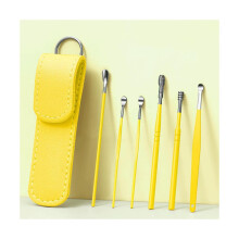 Earwax Removal Kit 6 Pcs Stainless Steel Ear Cleaning Tools with Leather Case for Precise Care