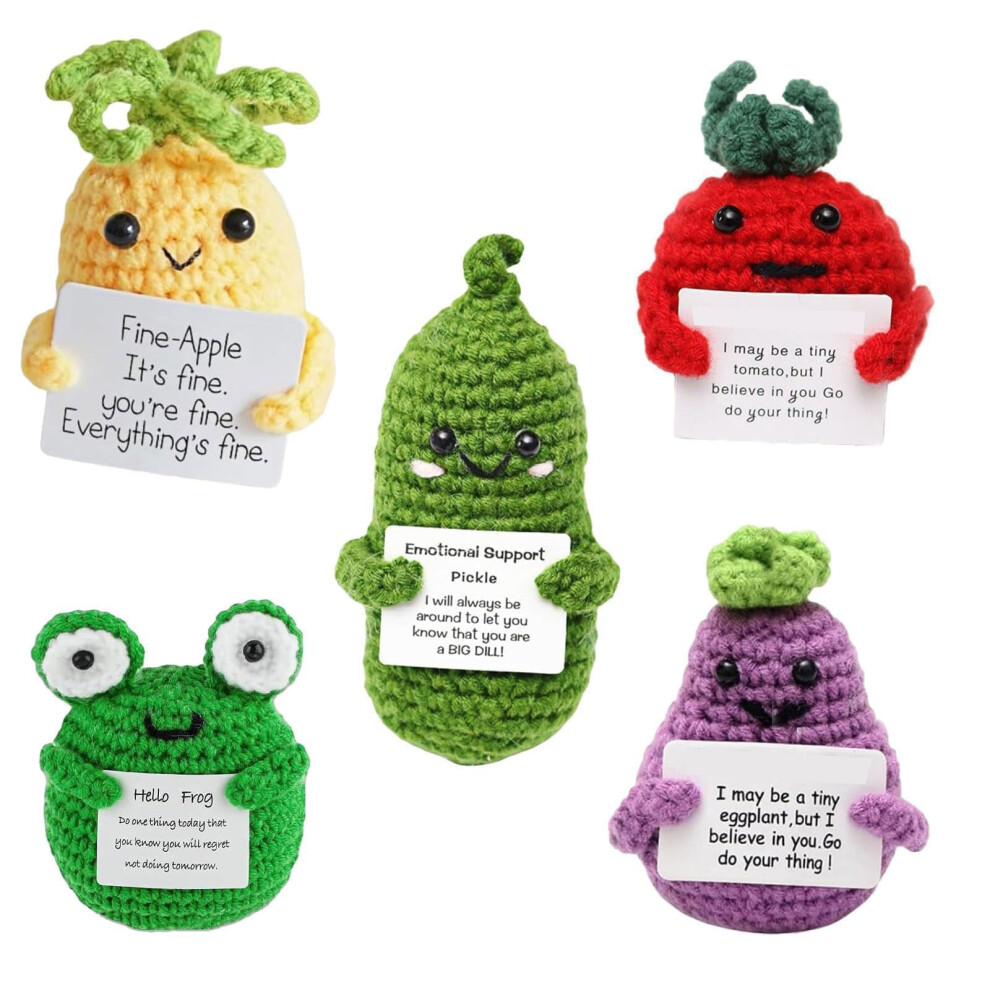 Ysfvnp 5 Pcs Emotional Support Gift, Positive Gifts, Emotional Support Crochet Set With Plush Plants & Animals Uplifting Presents For Friends, Collea