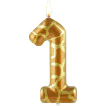 Number 1 Candles 1st Birthday Candles Giraffe Gold Happy Birthday Candle Premium Wax & Metallic Design Giraffe Themed Cake Topper Decorations for Bir