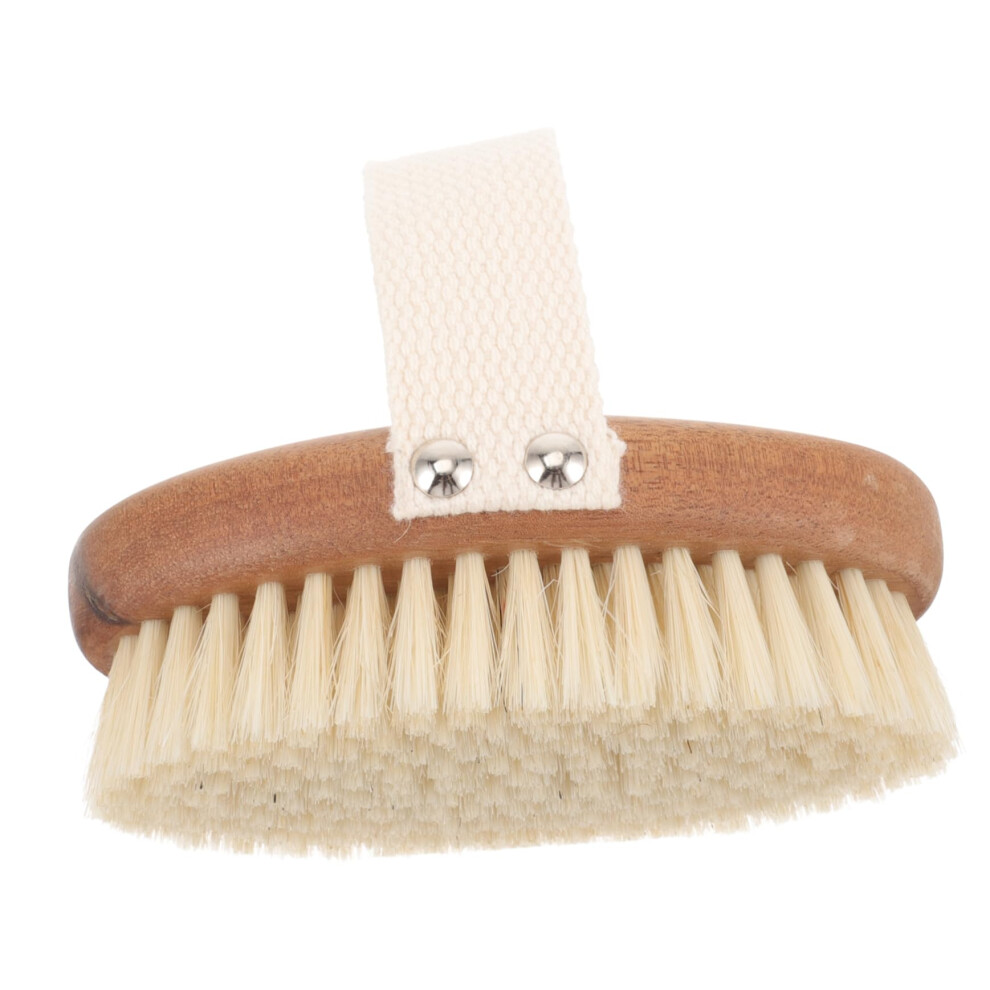 Natural Bristle Shower Brush for Gentle Skin Exfoliation and Blood Circulation with Wooden Handle