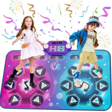 maysida Rechargeable Dance Mat - Double User Play Mat with Extra Large Size (59*38 in), Dancing Music, Challenge Game, Piano Mode, LED Lights, Christ