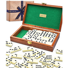 Jaques of London Luxury Dominoes - Double Six Dominoes Set in Handmade Mahogany Case…