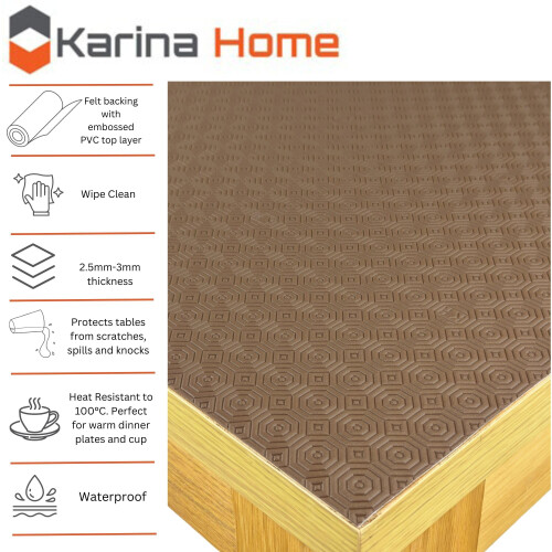 Karina Home Brown 180cm x 90cm Heat Resistant Table Protector 1
