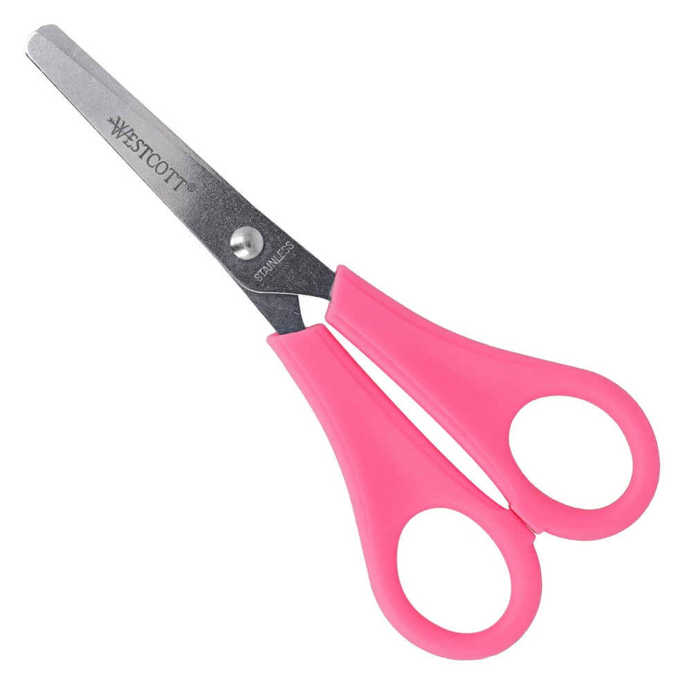 Westcott Children's Scissors, Pink, Right-Handed | Scissors With Integrated 5 Cm Scale | Craft Scissors, 13 Cm (5"), Ideal For Children's Hands | Rou
