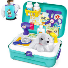 Sanlebi Role Play Toys Set Kids Vet Kit Dog Grooming Toy Pet Care Game for Kids Children 3 4 5 Year Old Girls Boys