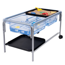 edxeducation Sand and Water Table Set | Water Sensory Table for Kids | 58 cm H | Tubular Steel Frame | Includes 2 Mini Tuff Trays and Plug | Indoor a