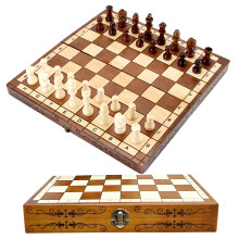Syrace Folding Hand Crafted Wooden Chess Set Unique Chess Board with Foldable Secure Storage & Exquisite patterns, Travel Chess Sets, Gift For Kids,