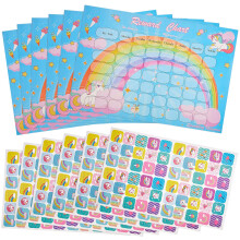 12 Pieces Reward Chart with Stickers Include 6 Pieces Behaviour Charts, 6 Sheets/ 360 Pieces Reward Chart Reusable Stickers for Girls Children Behavi