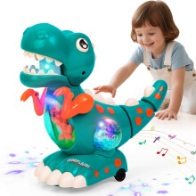 Highttoy Baby Musical Light Crawling Dinosaur Toys Interactive Walking Dino Baby Sensory Toys Birthday Gifts for 1 Year Old Boys Girls