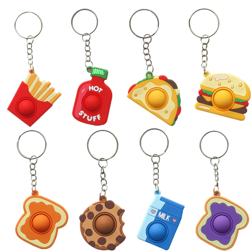 Steemjoey 8 Pcs Fidget Keyring, Snack Mini Pop Keychain, Hamburger Keychain Stress And Anxiety Relieving Tabletop Sensory Toy For Children And Adults 57189437