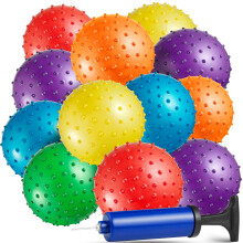 Bedwina Mini Knobby Balls - Bulk 13 cm Sensory Balls and Spiky Massage Stress Balls with Pump, Fun Bouncy Ball Party Favors