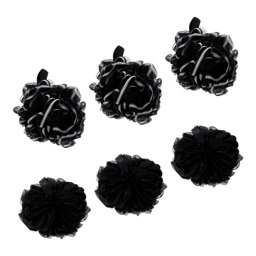 6Pack Bamboo Charcoal Bath Loofah Sponge Set for Deep Cleansing and Soft Gentle Skin Exfoliation