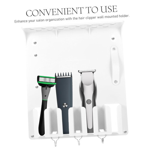 Wall Mounted Clipper Holder Barber Tool Organizer Hairdressing Rack for Quick Access White 2