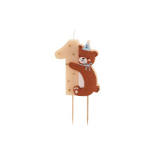Teddy Bear Birthday Candle No. 1 – Blue & Brown | Perfect for 1st Birthday Celebrations, Baby's First Cake Topper