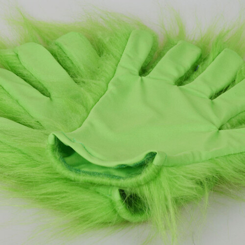 Furry Green Cosplay Gloves for Xmas