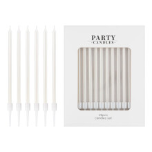 24pcs White Birthday Candles,White Birthday Decorations for Girls Women,Long Party Candle for Cake,Thin Candle for Girls Women Boy Men Birthday Party