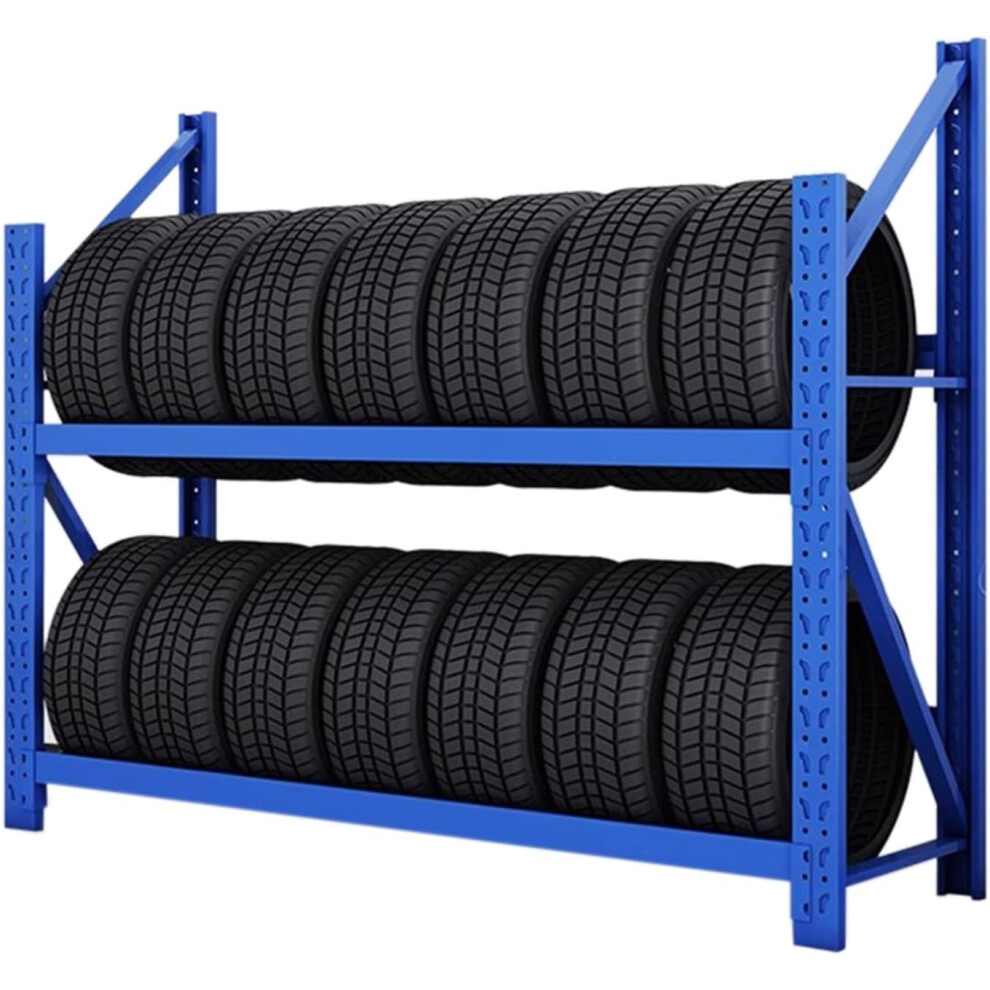Heavy Duty Steel Tire Rack For Garage, Adjustable Freestanding Wheel Storage Shelf 150X60x140cm, Holds Suv And Truck Tires Blue 9113335739703