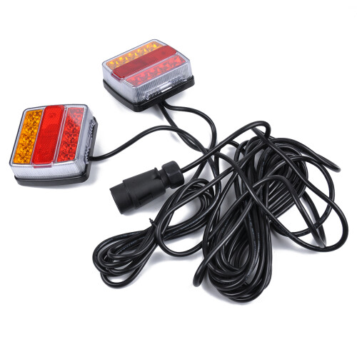 Waterproof Trailer LED Lights Magnetic Mounting IP68Rated Multi Functions DOT Certified5Wire System7Pin Plug with24ft Cable for12V Vehicles