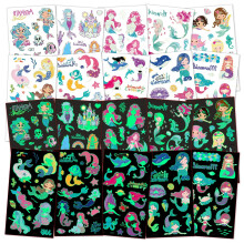 AOMIG Temporary Tattoo for Kids, 10 Sheets Glow In The Dark Cartoon Mermaid Tattoo Stickers, Waterproof Luminous Fake Tattoo Stickers Set for Boys Gi