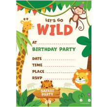 Kirsten McMillan 32 Safari Birthday Party Invitations for Kids with Envelopes - Pack of 32 Safari Party Invites for Girls & Boys - Designed and Print