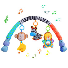 yusvwkj Baby Arch Pram Toys for Babies 0-6 Months Pushchair & Pram Toys with Rattle/Squeak Musical Sensory Hanging Crib Arch Mobile Stroller Toys for
