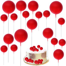 Qaziuy 30Pcs Mini Balloon Cake Topper, Round Foam Cupcake Topper Ball Cake Decoration,DIY Cake Insert Topper for Birthday Anniversary Graduation Part