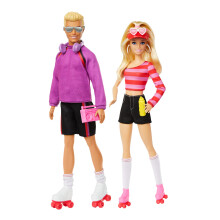 Barbie Fashionistas Set with 2 Fashion Dolls & 6 Accessories, Roller-Skating Barbie & Ken, 65th Anniversary Collectible, HXK90