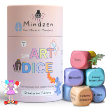 Mindzen smART DICE Drawing & Painting Game for Kids & Teens | Hilariously Fun Arts & Crafts Activity Kit | Set of 9 Dice to Spark Endless Creativity