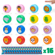 BONNYCO Yo Yo Kids Pack 16, Animal Party Bag Fillers for Kids Unisex. Wooden Yoyo Party Favours, Yoyo Pinata Fillers. Return Gifts for Birthday Pre F
