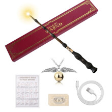 WDKXCN Dumbledore Wand, 37CM Harry Potter Elder Wand Light Up, USB Charging Elder Wand Harry Potter, Dumbledore Wand in Gift Box with Spell Card, Sta