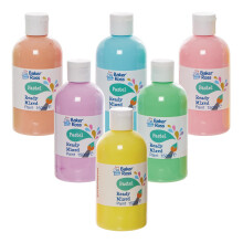 Baker Ross FN240 Pastel Ready Mixed Poster Paint Pack 150ml - Box of 6, Paint Value Pack of Bottles, Paint for Kids