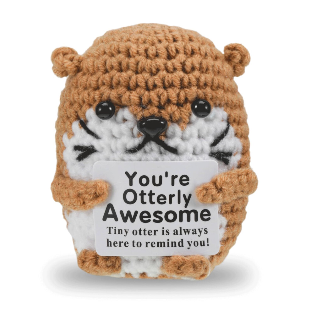 Photos - Other Toys iewrtcin Positive Crochet Otter Thank You Gift, Mini Emotional Support Plush, Cute Knitted Sea Otter Toy, Cheer Up Gift Than