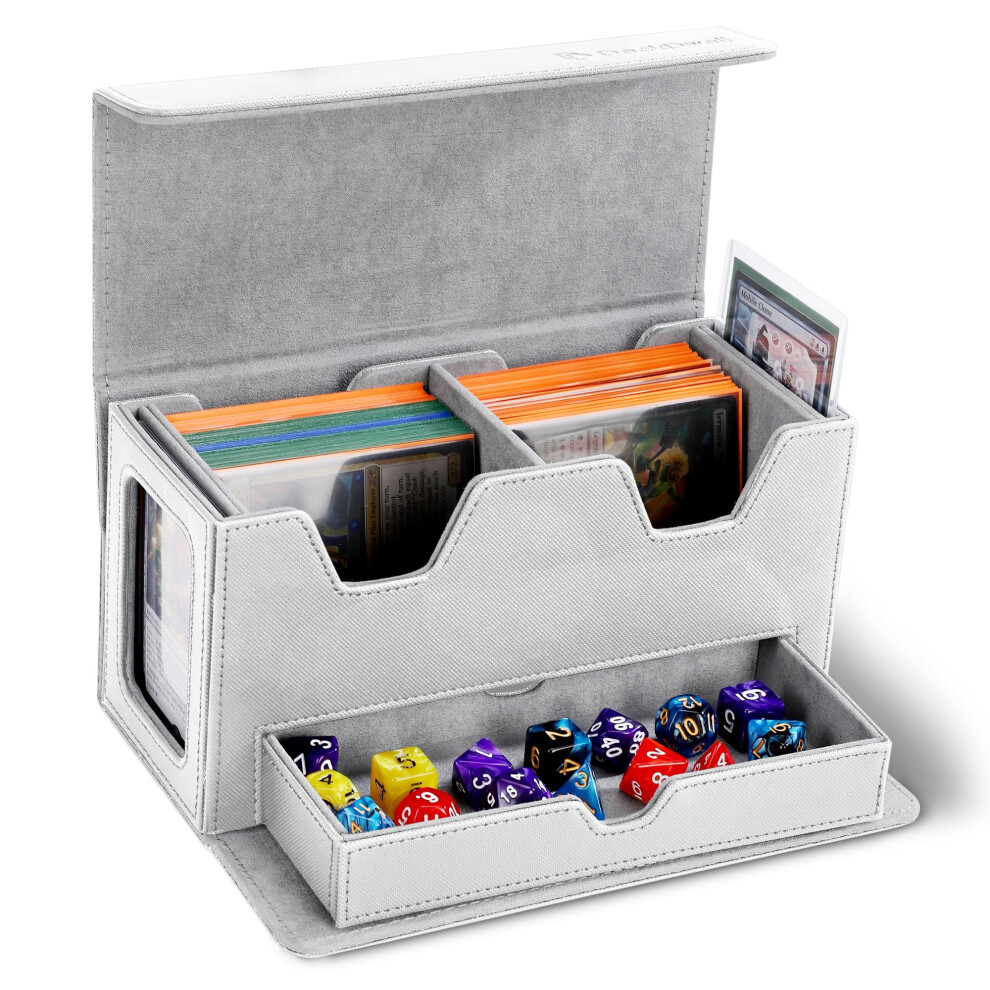 Deckdwell Double Deck Box, Mtg Commander Box With 2 Commander Display & 1 Dice Tray, Fits 200+ Double Sleeved, Tcg Deck Box For Ccg Tcg Sports