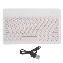 Ultra Slim Bluetooth Keyboard Wireless Quiet Ergonomic Brushed Metal Texture Retractable Cable Artistic Design DURABLE WATERPROOF & DUSTPROOF RETRO
