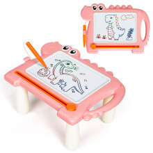Dinosaur Magnetic Doodle Board Table for Toddlers, Colour Drawing & Writing Sketch Pad Educational Toy for 1 2 3 Year Old Boys and Girls, Mess-Free C