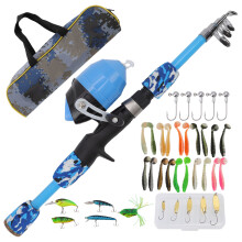 Kids Fishing Pole Kit Lightweight Spincast Fishing Rod and Reel Combo with Tackle Accessories Foldable Travel Bag for Boys Girls Ages 3-15 Years