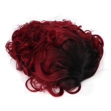 Synthetic Costume Wig Curly Short Wine Red Gradient Color Heat Resistant Fiber For Cosplay Party With More Color Options And Easy To Use