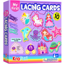 KRAFUN Unicorn Lacing Card Kit for Kids Ages 3-8, 10 Beginner Arts & Crafts Projects with Princess, Mermaid, Unicorn, Instructions, Preschool Fine Mo