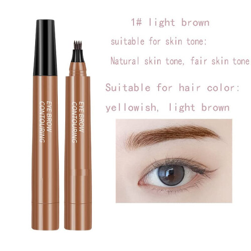 Waterproof Micro Fork Eyebrow Pen with Precise 4 Tip Design, Long Lasting Smudge Proof, 1PC 4# 1