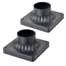 Outdoor Post Light Mount 2 Pack, Matte Black Die Cast Aluminum Pier Base, Weatherproof, Fits 3 Inch Posts