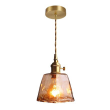 Amber Glass Pendant Light Fixture with Adjustable Height, Vintage Ceiling Hanging Lamp for Kitchen Island, Dining Room, Bedroom