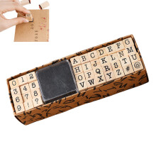 40 PCS Wooden Rubber Stamps Kits, Wooden Letters Alphabet Stamps Set Alphabet Rubber Stamps Letters Number Symbol Stamp Set with Black Ink Pad for Ca
