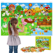 Dr.Rapeti 43x28 inch Felt Story Board Set, 41Pcs Animals Flannel Board
