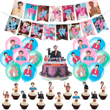 32PCS Harry Theme Birthday Decorations, Popular Singer Party Decorations With Banner Latex Balloons Cake Topper Cupcake Toppers, Music Star Theme Bir
